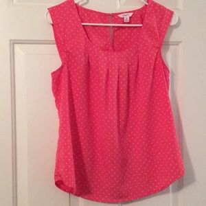 Pink blouse with tiny white polka dots